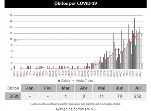 Com coronavírus em 78 cidades, MS tem novo recorde de positivos; são 23.411 confirmados e 342 óbitos