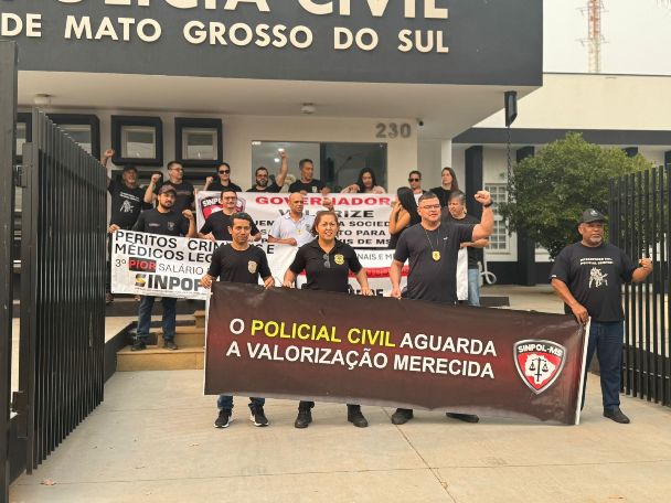 Movimento dos policiais civis de MS teve adesão de todas as delegacias com paralisação de 4 horas