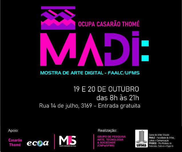 Prossegue neste domingo a Mostra de Arte Digital, em Campo Grande, no Casarão Thomé