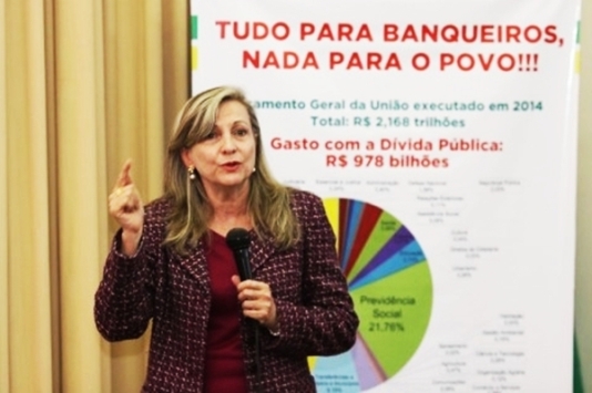 “O buraco da dívida pública e a reforma da previdência” é tema da palestra de Maria Lúcia Fattorelli na ADUFMS, nesta quinta (25)