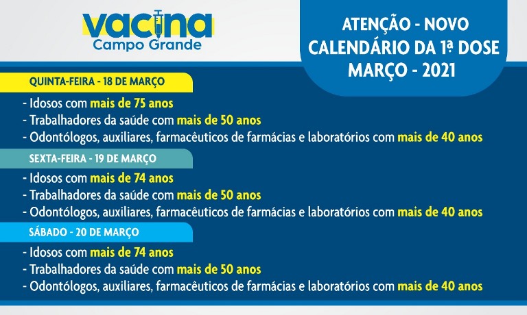 Campo Grande: prefeitura antecipa calendário para idosos e abre vacinação para novo público da Saúde